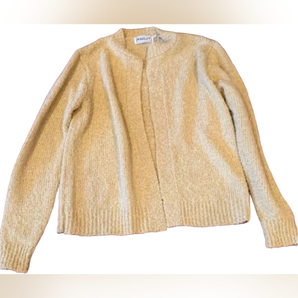 EUC ASHLEY Vintage Long-Sleeve Open-Front Buttonless Pocketless Woven Cardigan